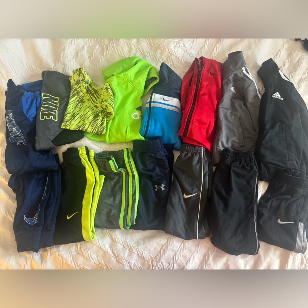 Athletic track pants and track jackets/pullover hoodies BUNDLE 4T